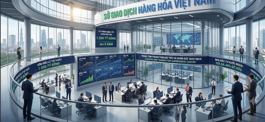 Mức vốn tối thiểu 1.500 tỷ đồng để thành lập Sở giao dịch hàng hóa. Ảnh minh họa/nguồn AI