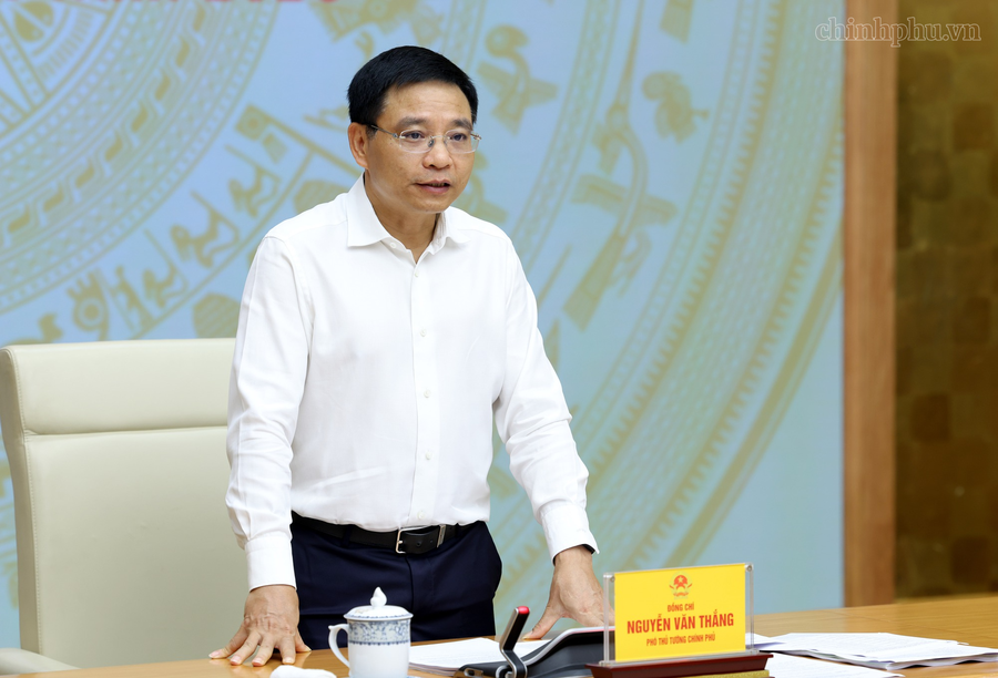 Phó Thủ tướng Chính phủ Nguyễn Văn Thắng phát biểu mở đầu cuộc làm việc. Ảnh: VGP