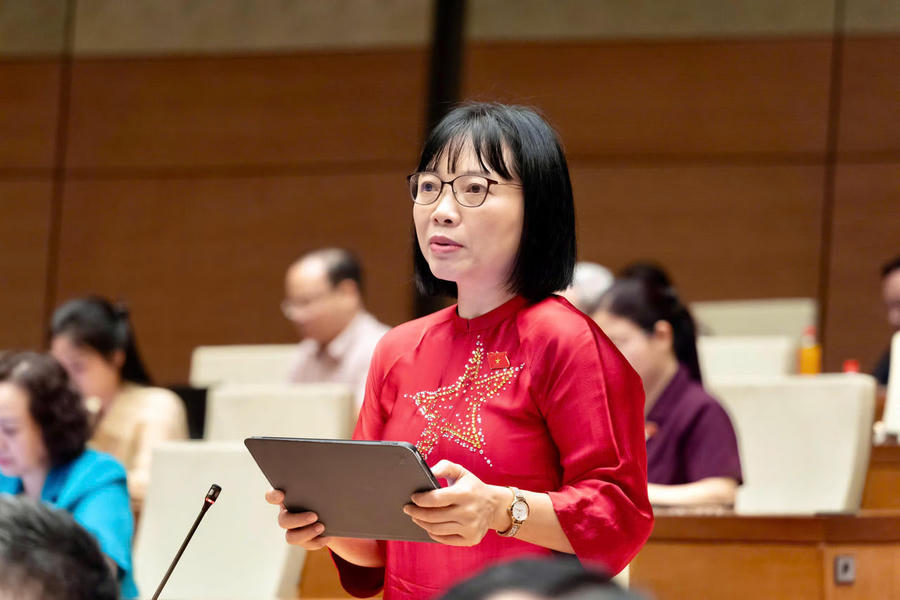Đại biểu Nguyễn Thị Việt Nga phát biểu ý kiến. Ảnh: quochoi.vn.