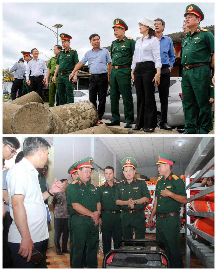 Đoàn kiểm tra của Ban Chỉ đạo Phòng thủ dân sự quốc gia cùng lãnh đạo Bộ Chỉ huy Quân sự tỉnh và địa phương kiểm tra công tác phòng, chống thiên tai và tìm kiếm, cứu nạn tại xã Gành Hào.