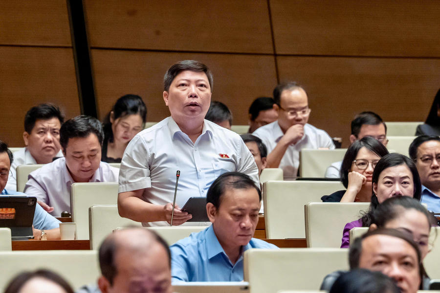 Đại biểu Nguyễn Vũ Trung đoàn ĐBQH Thành phố Hồ Chí Minh phát biểu. Ảnh: quochoi.vn
