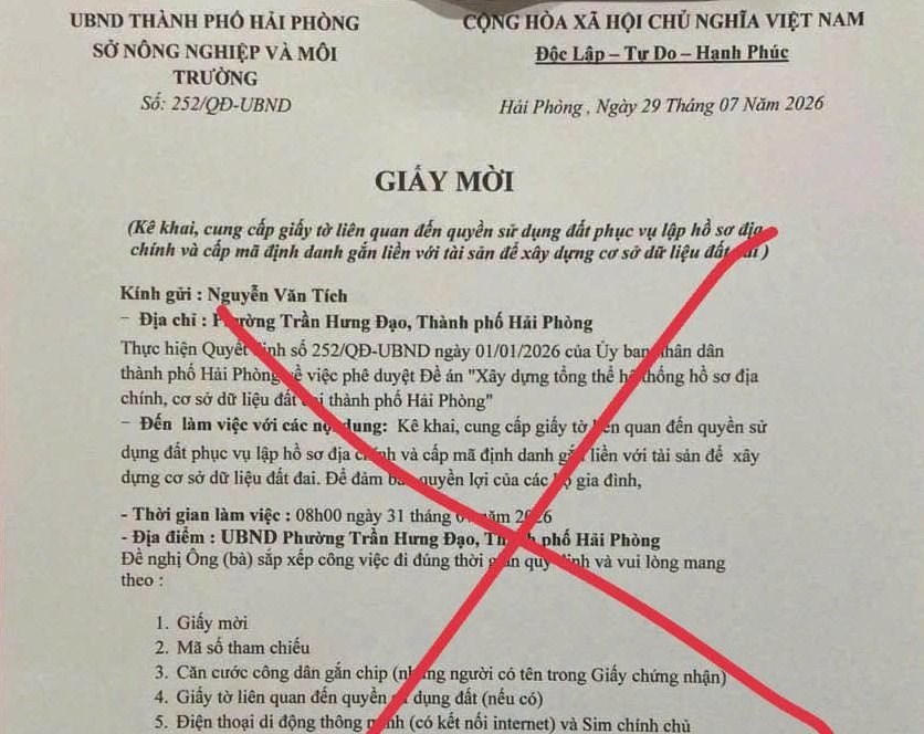 Cảnh giác với thủ đoạn lừa đảo bằng “Giấy mời” giả (Ảnh: Công an TP Hải Phòng )