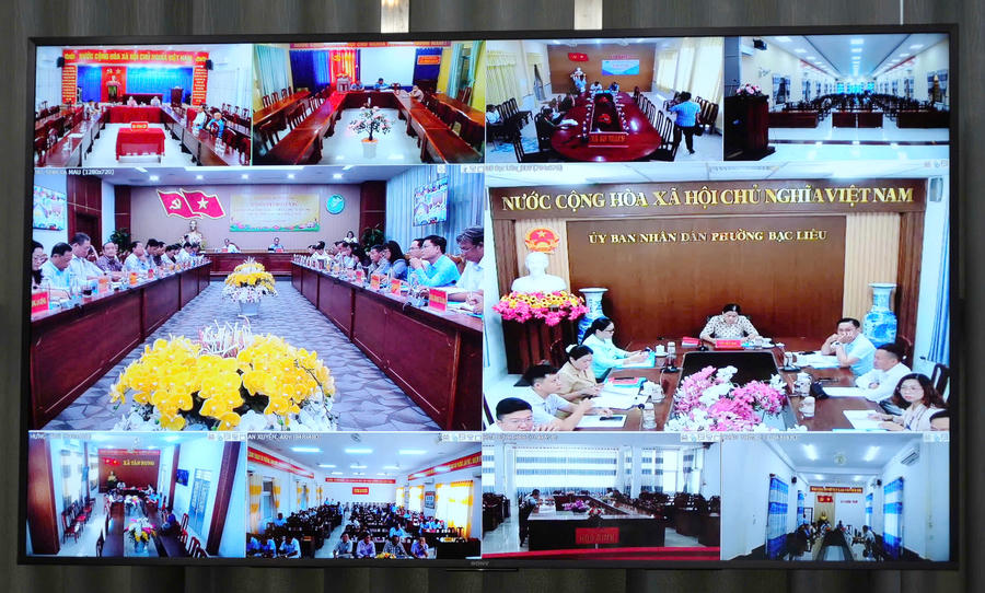 Hội nghị được kết nối trực tuyến đến các xã, phường trên địa bàn tỉnh.