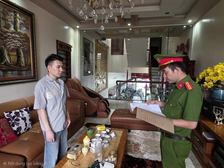 Cơ quan Cảnh sát điều tra Công an tỉnh tống đạt quyết định đối với Nguyễn Hải Linh.