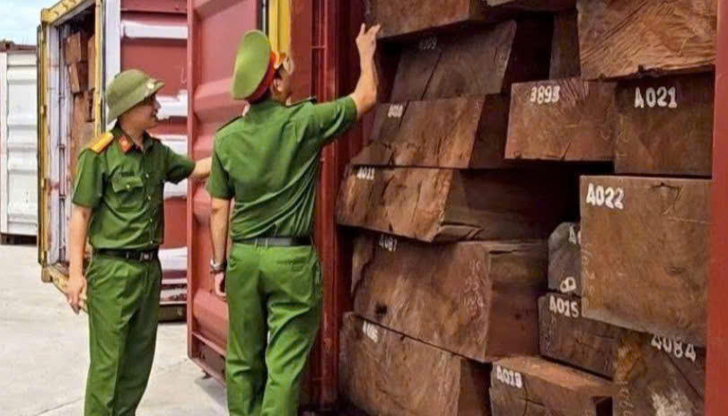 Bên trong những hộp gỗ là hơn 1,1 tấn ngà voi. Ảnh: Công an tỉnh Gia Lai.
