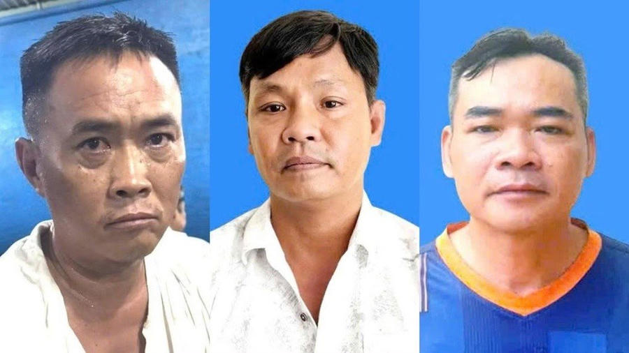 Các đối tượng Nguyễn Thế Du, Lê Thành Phúc, Lê Tấn Bửu bị bắt giữ. Ảnh: Công an cung cấp