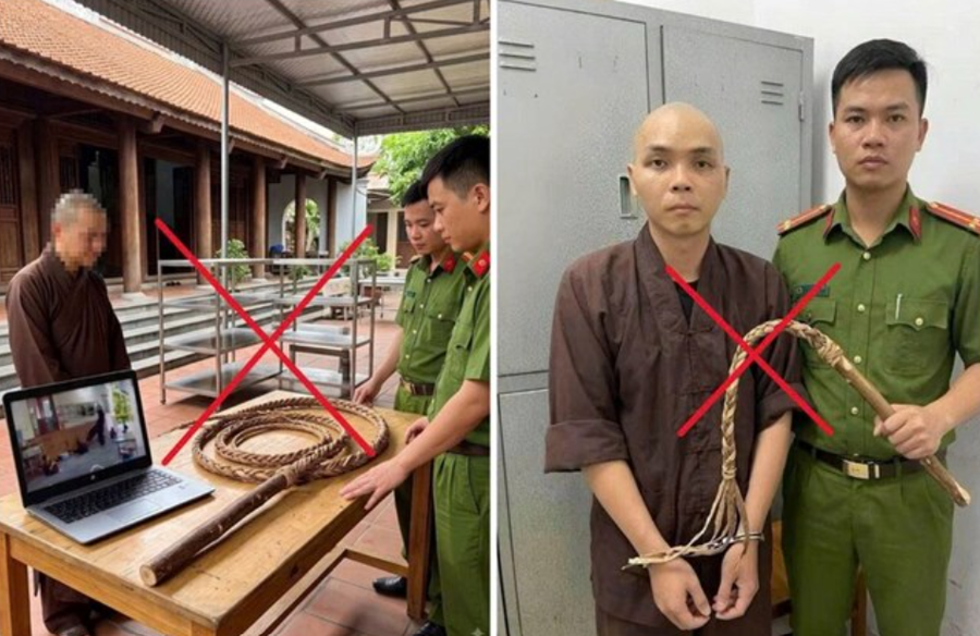 Ảnh AI sai sự thật mà người phụ nữ tạo và đăng tải. Ảnh: Công an tỉnh Phú Thọ