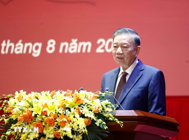 Giáo sư-Tiến sĩ Tô Lâm, Tổng Bí thư, Chủ tịch nước phát biểu chỉ đạo - Ảnh: TTXVN
