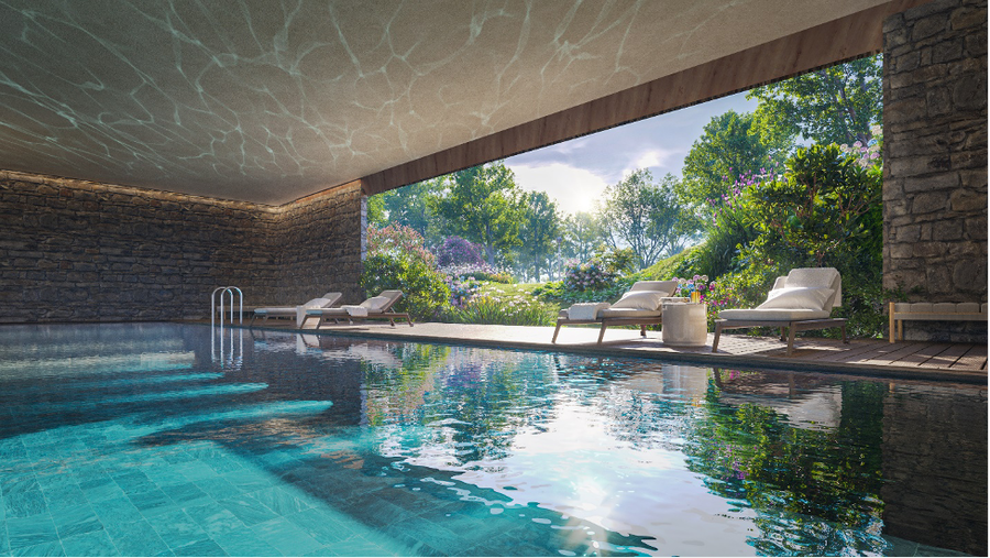 Bể bơi bốn mùa nằm trong Clubhouse phục vụ riêng cư dân The Palm Island, Đảo Châu Âu