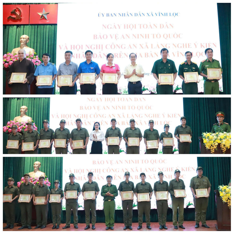 Ban Tổ chức trao Giấy khen của Công an TPHCM và UBND xã cho các cá nhân, tập thể có thành tích xuất sắc trong phong trào “Toàn dân bảo vệ an ninh Tổ quốc”