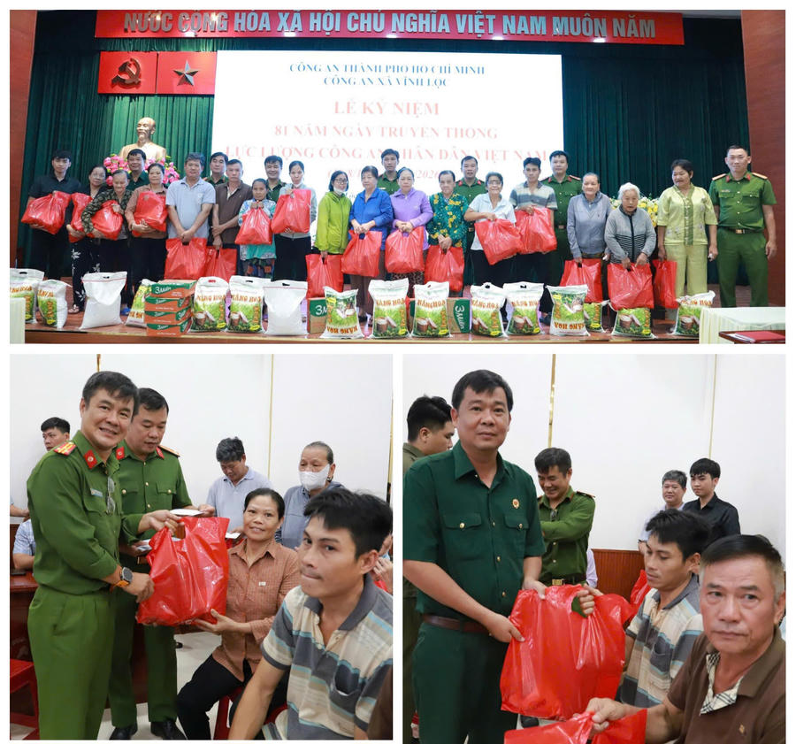 Ban tổ chức trao 20 phần quà cho các hộ gia đình có hoàn cảnh khó khăn trên địa bàn