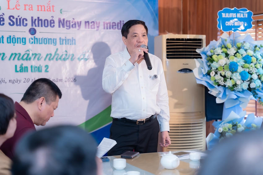 Tiến sĩ Trần Doãn Tiến, Tổng biên tập phát biểu tại lễ ra mắt kênh Sức khỏe ngày nay Media. (Ảnh: Nguyễn Đáng)