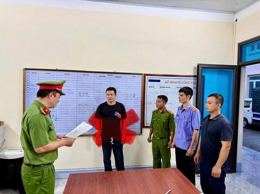 Phạm Hoàng Hà (dấu x màu đỏ) bị khởi tố. Ảnh: Công an tỉnh Lai Châu.