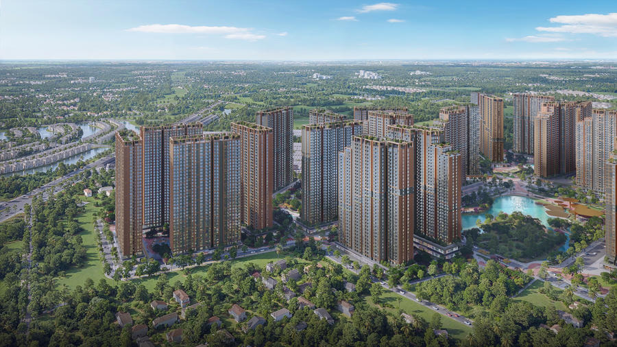 The Parkland phát triển một không gian sống riêng với phần lớn diện tích dành cho cảnh quan, cây xanh và mặt nước.