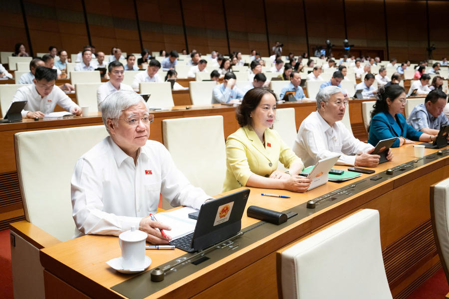 Phó Chủ tịch Thường trực Quốc hội Đỗ Văn Chiến và các đại biểu tham dự Phiên làm việc.