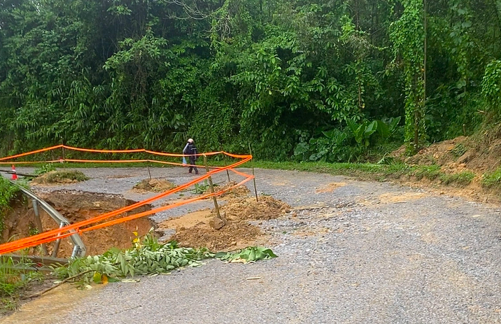 Quốc lộ 31 tại Bắc NInh bị sạt lở - Ảnh: Cục Đường bộ Việt Nam