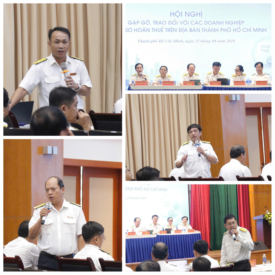 Đại diện các phòng chuyên môn của Thuế TP.HCM trao đổi, giải thích và hướng dẫn doanh nghiệp tại hội nghị.
