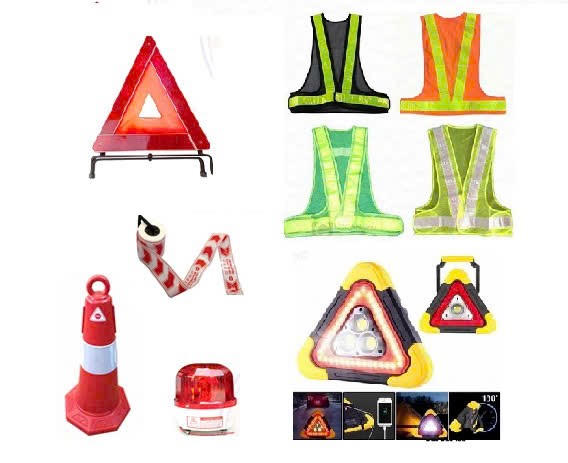 Các thiết bị cảnh báo, áo phản quang cần trang bị trên xe để bảo đảm an toàn khi phương tiện gặp sự cố trên đường.