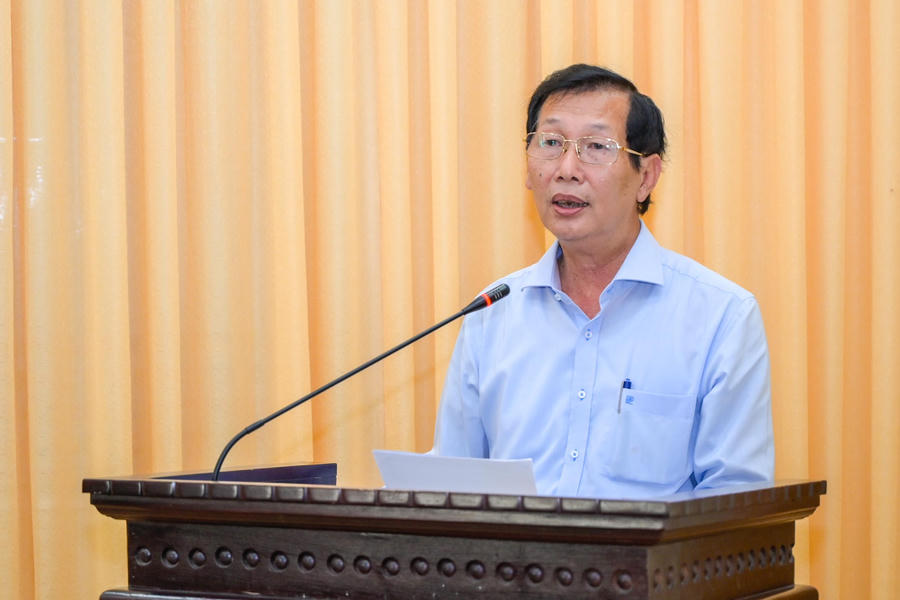 Phó Chủ tịch UBND tỉnh, Trưởng Ban Chỉ đạo 515 tỉnh An Giang Lê Văn Phước phát biểu tại buổi Hội thảo. (Ảnh: Cổng TTĐT tỉnh An Giang)