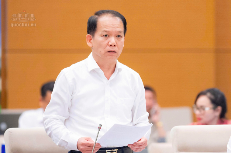 Bộ trưởng Tư pháp Hoàng Thanh Tùng trình bày tờ trình. Ảnh: Quốc hội