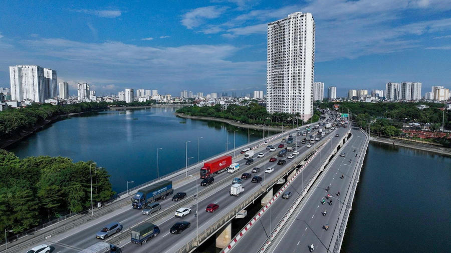 Tình hình giao thông ổn định trên tuyến Vành đai 3 trên cao.
