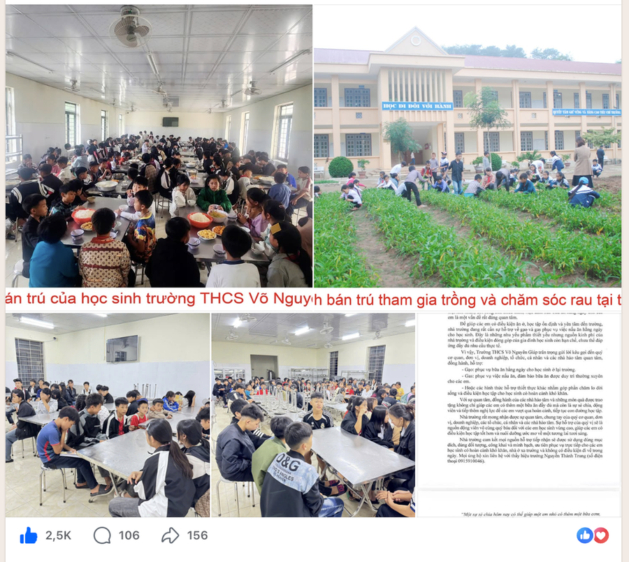 Bài đăng kêu gọi hỗ trợ bữa ăn cho học sinh của thầy Nguyễn Thành Trung nhận được sự quan tâm của cộng đồng mạng (Ảnh chụp màn hình).