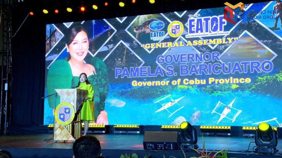 Bà Pamela S. Baricuatro, Thống đốc tỉnh Cebu, Philippines, phát biểu tại lễ khai mạc Đại hội đồng EATOF lần thứ 19.Ảnh: Báo Quảng Ninh