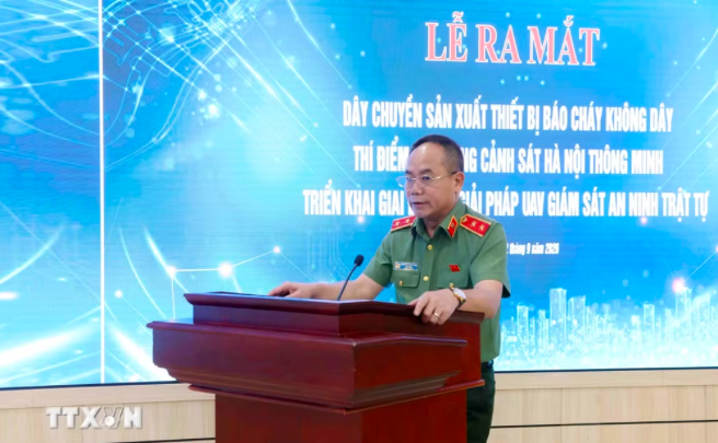Trung tướng Nguyễn Thanh Tùng, Giám đốc Công an thành phố Hà Nội phát biểu. (Ảnh: Phạm Kiên/TTXVN)