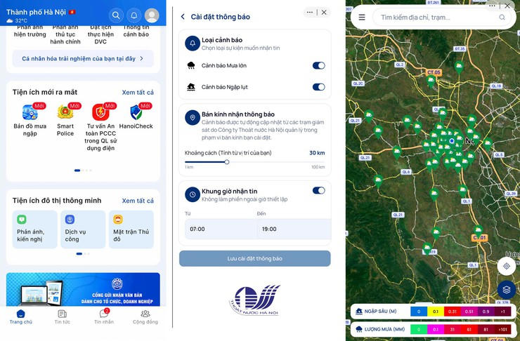 Mini App "Bản đồ Mưa ngập" là tiện ích được phát triển và tích hợp trực tiếp trên hệ sinh thái iHanoi, hoạt động trên cả nền tảng Android và iOS.