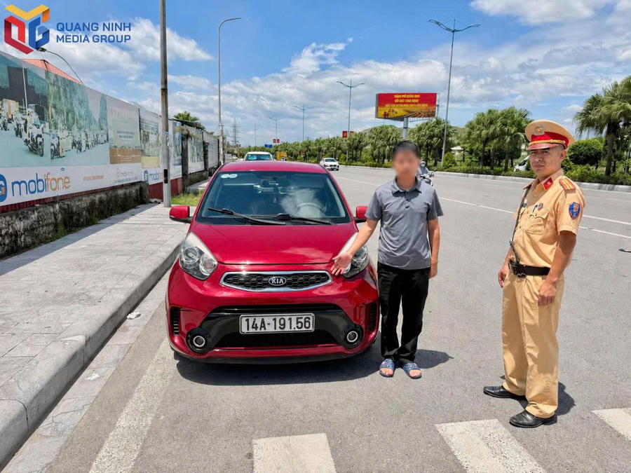 Đội CSGT ĐB số 2, Phòng CSGT, Công an thành phố, đã triệu tập làm việc với lái xe vi phạm.Ảnh: Báo Quảng Ninh