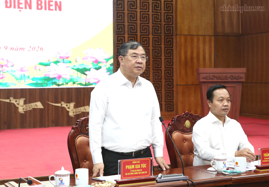 Phó Thủ tướng Thường trực Chính phủ Phạm Gia Túc yêu cầu Điện Biên cần phát huy mọi nguồn lực để phát triển kinh tế xã hội, đảm bảo đời sống của người dân. Ảnh: VGP