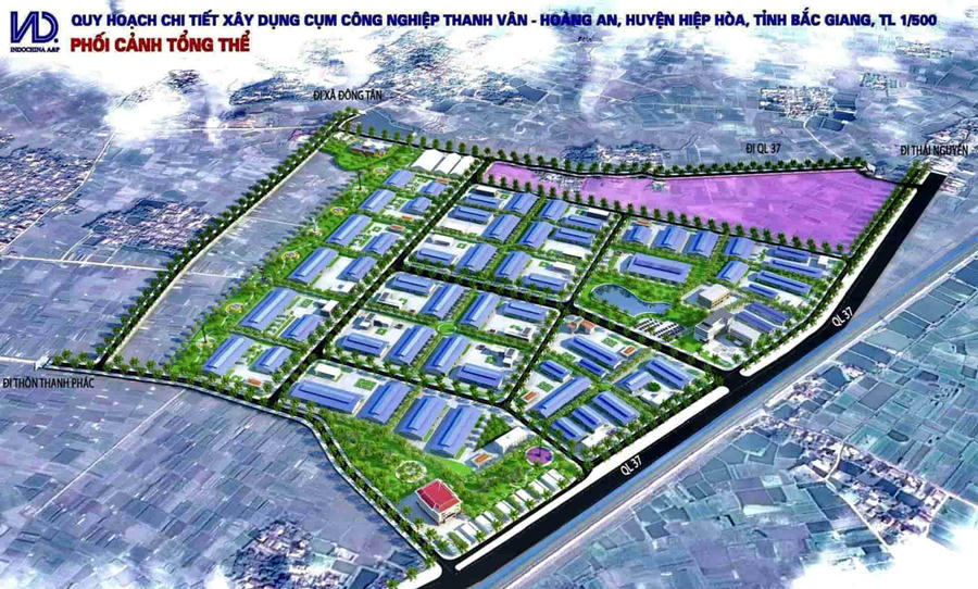 Phối cảnh Cụm công nghiệp Thanh Vân - Hoàng An tại xã Hoàng Vân, tỉnh Bắc Ninh.