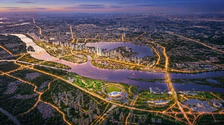 Phối cảnh dự án Trục đại lộ cảnh quan sông Hồng dài 40km.