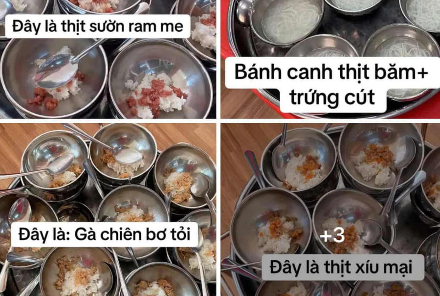 Các suất ăn của trẻ tại Trường mầm non tư thục Sen Hồng được phản ánh đăng lên mạng xã hội.