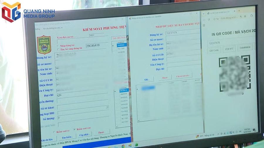 Thông tin phương tiện, hàng hóa được Đồn BPCK Quốc tế số hóa lưu trữ trên phần mềm và cấp mã QR theo từng phương tiện.Ảnh: Báo Quảng Ninh