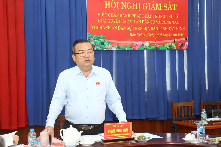 Ông Phạm Hùng Thái, Phó Bí thư Tỉnh ủy, Trưởng đoàn ĐBQH tỉnh phát biểu chỉ đạo (ảnh: Linh Linh)