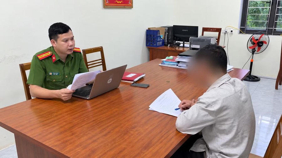 C.V.M. tại cơ quan Công an.
(Ảnh: CAND).
