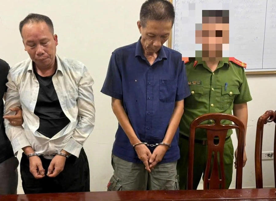 Hai đối tượng: Hoàng Nghĩa Phóng và Nguyễn Thanh Tùng  - Ảnh Công an Nghệ An.