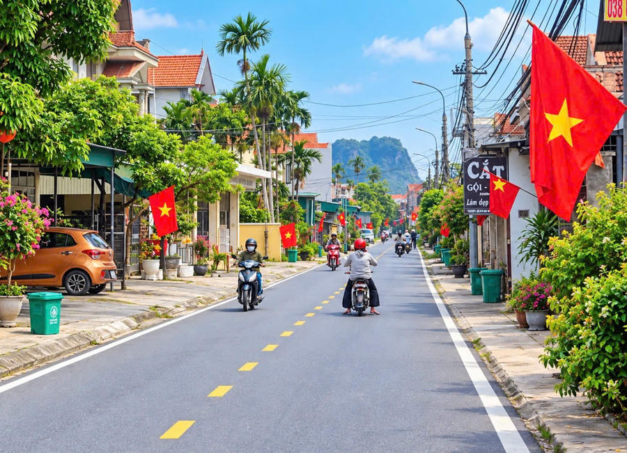 Những tuyến đường khang trang góp phần tạo diện mạo đô thị văn minh, hiện đại.