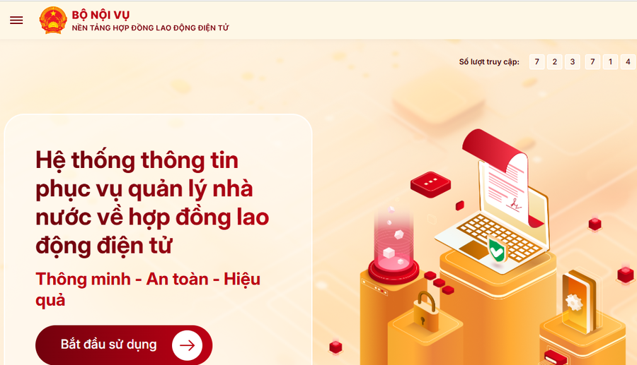 Bộ Nội vụ ban hành hướng dẫn triển khai hợp đồng lao động điện tử, nổi bật là quy định cấp mã ID duy nhất trên toàn quốc. (Ảnh chụp màn hình)