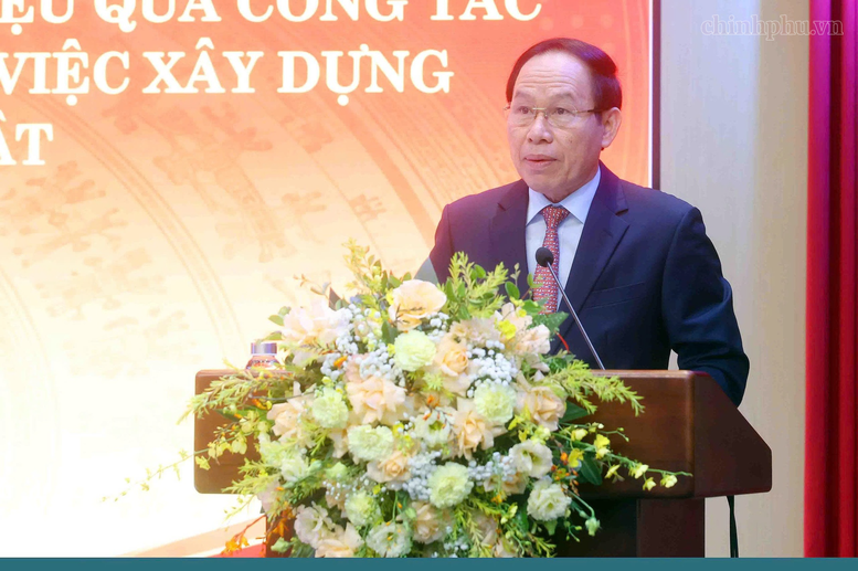 Phó Thủ tướng Lê Tiến Châu phát biểu tại Hội thảo khoa học cấp quốc gia "Những giải pháp tạo đột phá nâng cao hiệu quả công tác tổ chức thi hành pháp luật, thúc đẩy việc xây dựng văn hoá tuân thủ pháp luật" - Ảnh: chinhphu.vn/Thu Sa