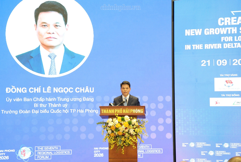 Bí thư Thành ủy Hải Phòng Lê Ngọc Châu phát biểu chào mừng Diễn đàn - Ảnh: chinhphu.vn/Gia Huy