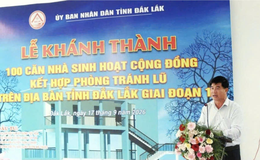 Phó Chủ tịch UBND tỉnh Đắk Lắk Nguyễn Thiên Văn phát biểu tại buổi lễ. (Ảnh: Cổng TTĐT Đắk Lắk