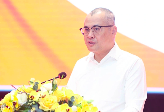 Ông Phạm Đại Dương, Bí thư Tỉnh ủy, Trưởng đoàn Đại biểu Quốc hội tỉnh Phú Thọ phát biểu tại hội nghị (Ảnh: Thanh Hòa).
