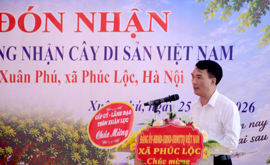 Ông Đinh Xuân Hanh, Phó Chủ tịch Thường trực UBND xã Phúc Lộc Phát biểu chỉ đạo tại buổi lễ
