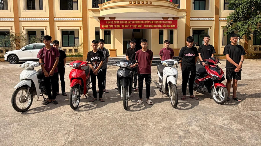 Các đối tượng tại Cơ quan Công an.
(Ảnh: CAND).