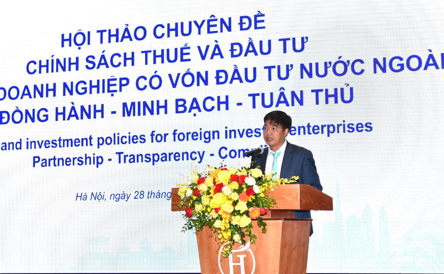 Ông Nguyễn Anh Tuấn, Phó Cục trưởng Cục Đầu tư nước ngoài phát biểu. (Ảnh: mof.gov.vn)