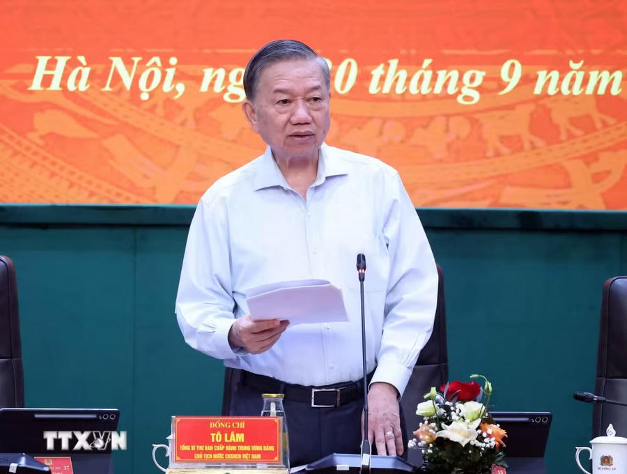 Tổng Bí thư, Chủ tịch nước Tô Lâm phát biểu chỉ đạo - Ảnh: TTXVN