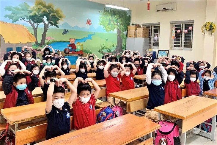 Học sinh tiểu học tại Hà Nội. Ảnh: Báo Sức khỏe & Đời sống.