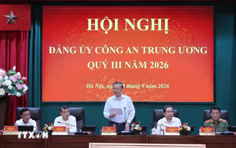 Tổng Bí thư, Chủ tịch nước Tô Lâm đã đến dự và phát biểu chỉ đạo tại Hội nghị Đảng ủy Công an Trung ương quý III năm 2026 - Ảnh: TTXVN